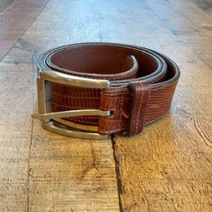 Martin Dingman Brown Bridle Leather Belt Handmade in USA Size 38 Snakeskin